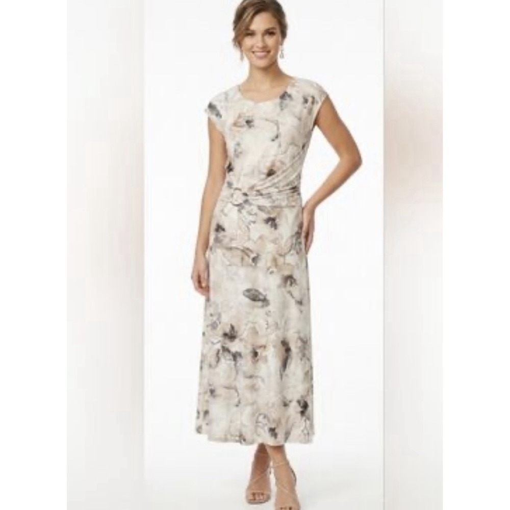 Calvin Klein Sheath Dress Ivory Cap Sleeve 12 Stretch Career Work Modest Classy